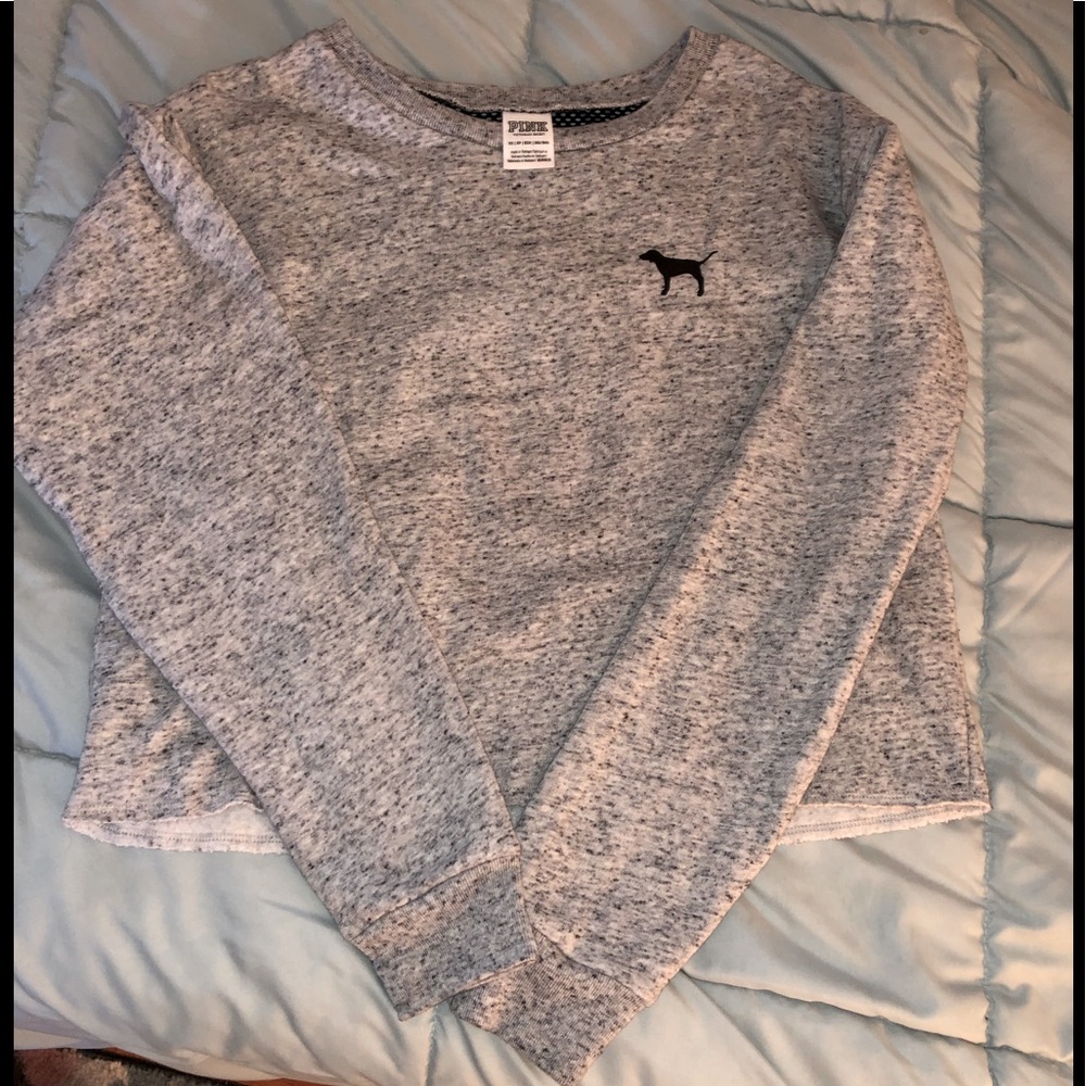 PINK Victoria’s Secret Mesh Shoulder Crop Crew L/S sweatshirt